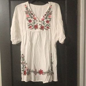 Floral Embroidered Oversized Shirt
